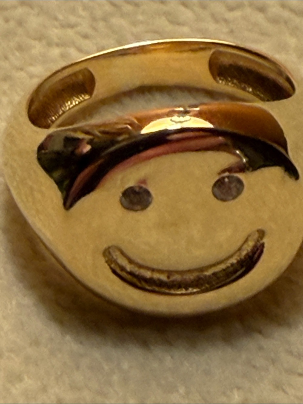 ADINA EDEN SMILEY FACE SIGNET PINKY RING NIB